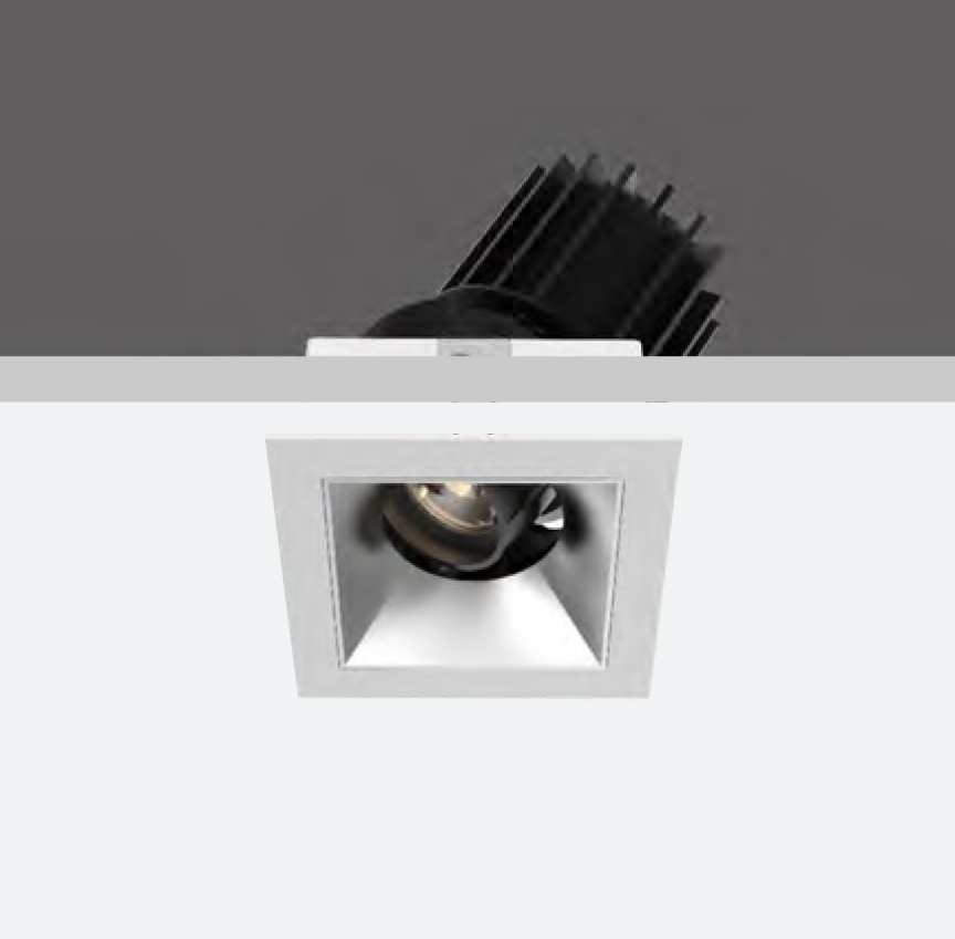 LED downlight drejbar tiltbar firkantet indbygnigsspot Sense 45 S45S1 fra NEKO DELUX DENMARK