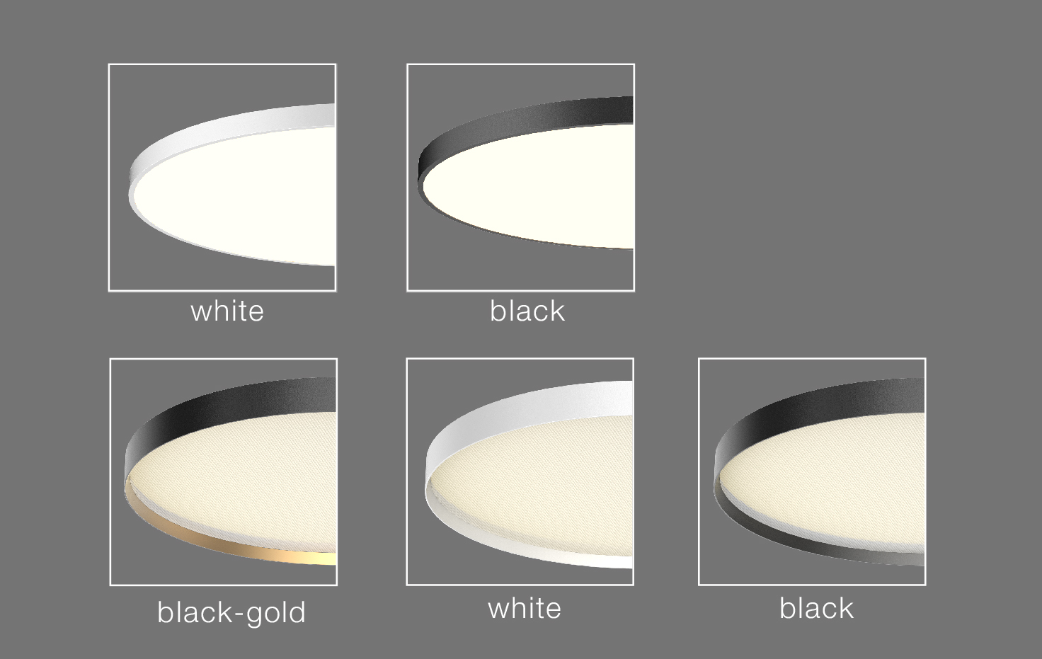 LED påbygnings lampe dæmpbar op til 900mm uplight loftlampe sort med guld kant, hvid med guld kant, sort og hvid, Sugar og Game fra Neko DELUX DENMARK