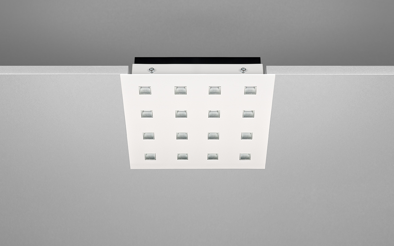 High Power LED downlight med lav indbygningsdybde dynamisk belysning Square 4x4 LP50 fra Projektleuchten DELUX DENMAK