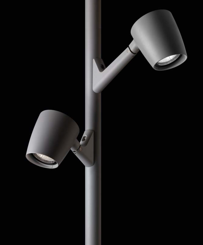 Monospot LED projektører med dobbelt montering på mast til urban lighting og landskabsarkitektur